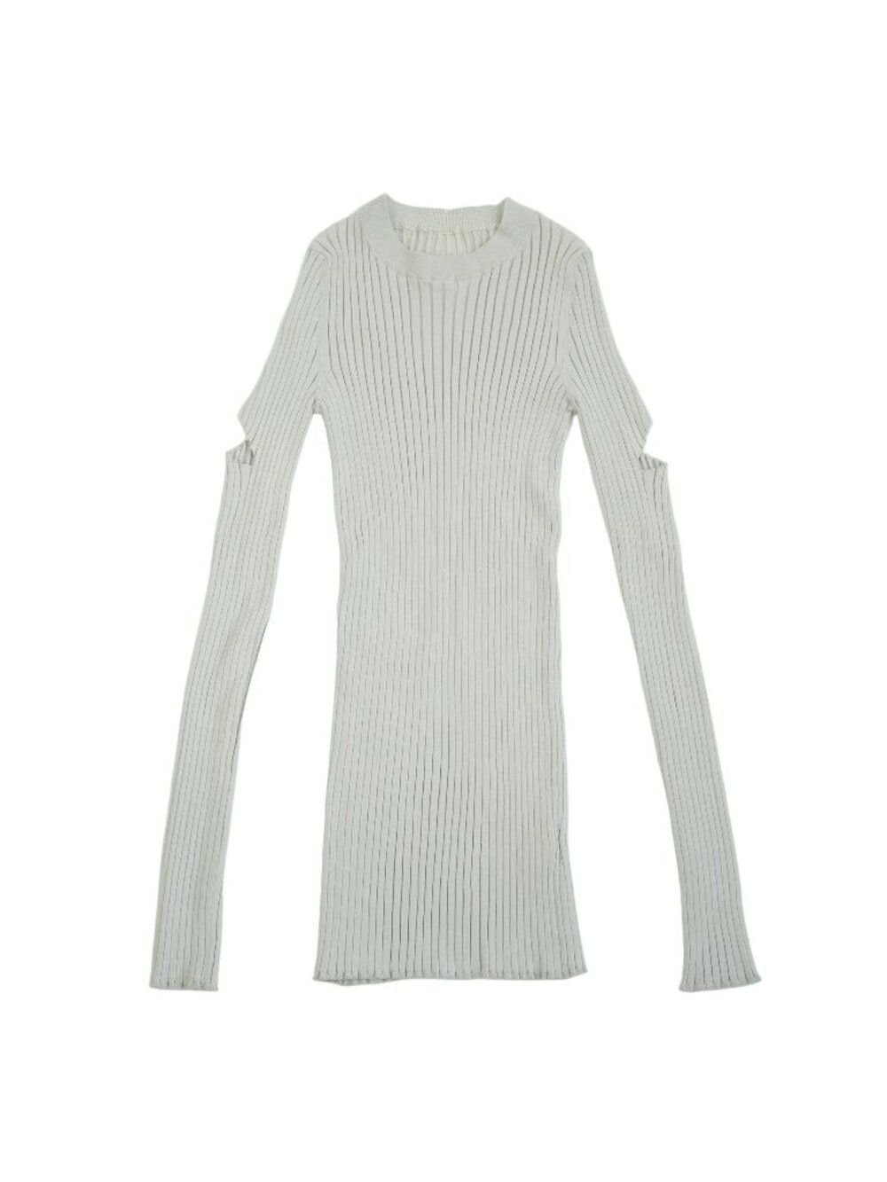 MM6 Maison Margiela Grey Ribbed Cotton Knit Arm Slit Cut Out Top Size XS